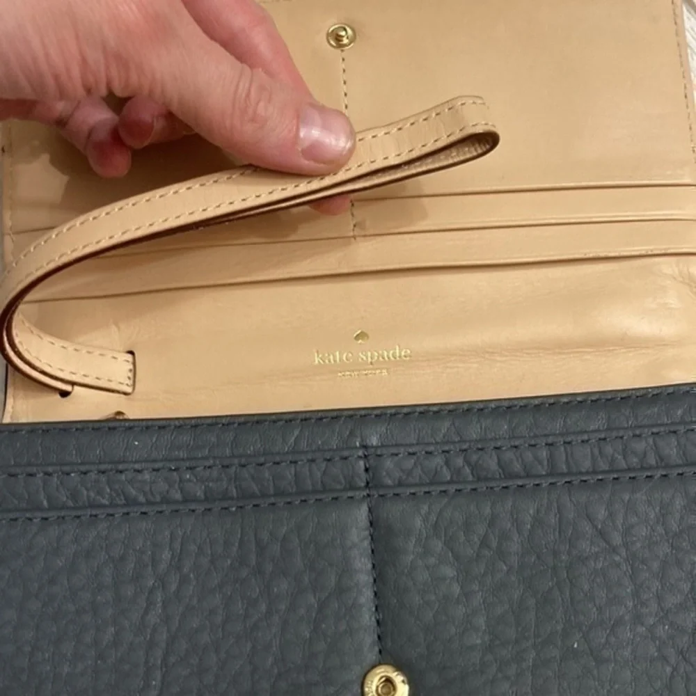 Kate spade black perforated leather wallet wristlet